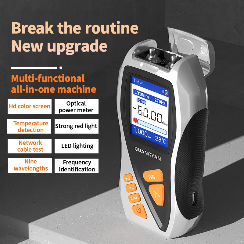 4 in 1 Fiber Optic Equipment VFL 5mW Rj45 Cable Tester All-in-one Mini OPM Ftth Optical Fiber Meter