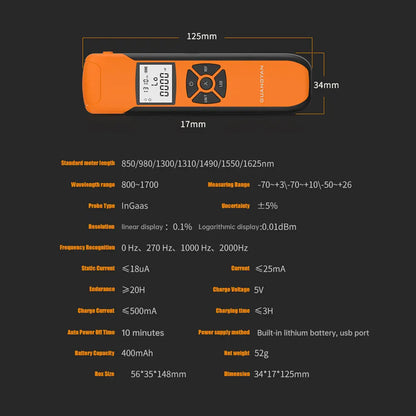 Mini G10 FC SC ST  power meter fiber optic Tools Rechargeable OPM FTTX Charge  WiFi network optical power meter