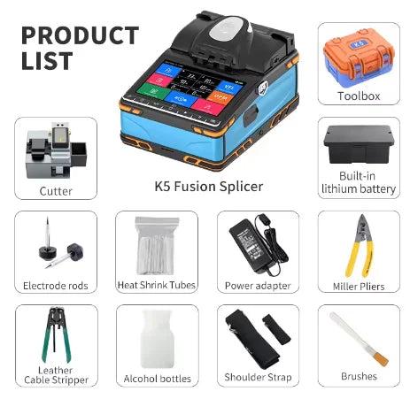 K5 fusion Splicer 6 Motor Core Alignment Mini Splicing Machine Optical Fiber Ftth Welding Equipment for Telecom