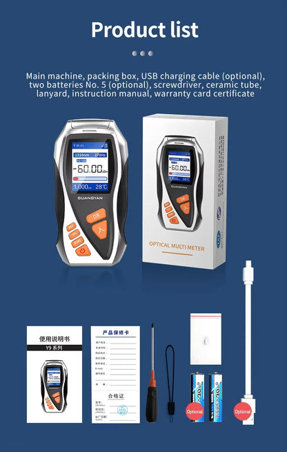 Y9 optical fiber meter new 4 In 1 fiber optic equipment VFL 1mW Rj45 Cable Tester all-in-one Mini OPM ftth